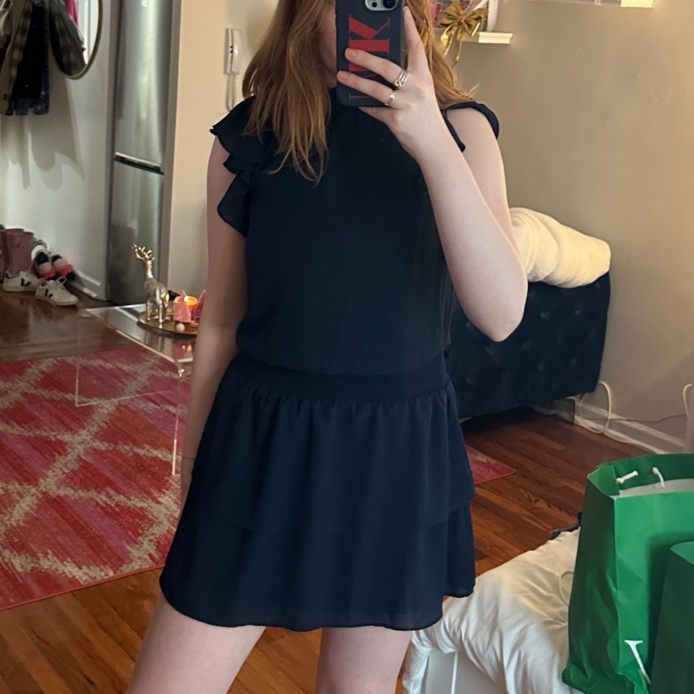 1. State Navy Blue Ruffle Dress